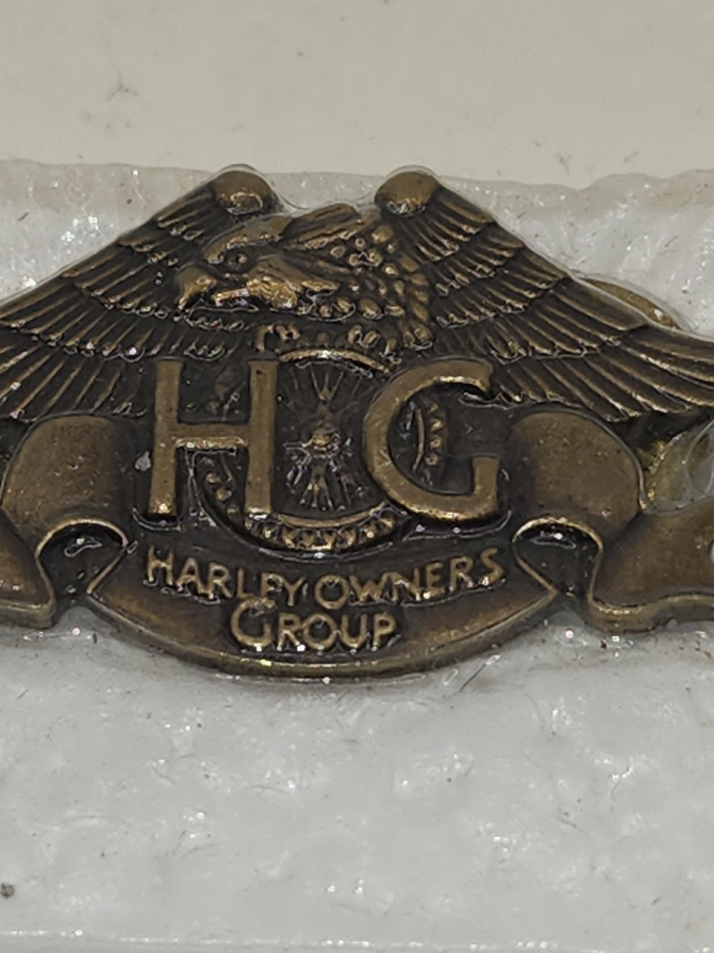 VTG 1983 Harley Davidson HOG Owners Group Brass Eagle Vest Lapel Pin/NOS